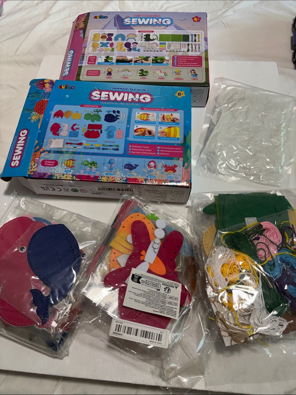 Kids Sewing Playset - Blue & Pink Felt Sea Creatures